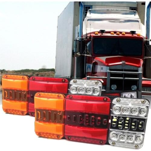 2pcs Car Truck Trailer Rear Tail Lamp Waterproof High Bright Universal 24V Heavy Vehicles LED Tail Lights