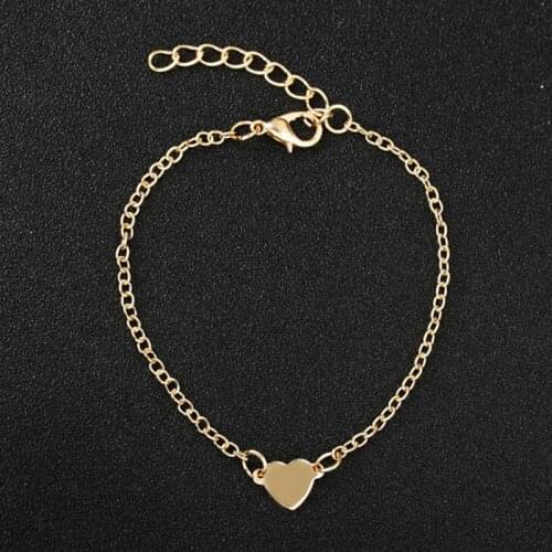 Women Trendy Jewelry Heart Gold Color Bracelet Gift