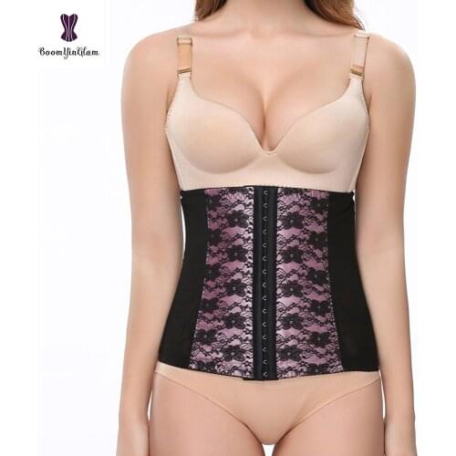 Women Underbust Corset Pink Beige Purple Red Waist Trainer Bustier Cincher Hooks and Eyes Closure Body Shapewear Basques