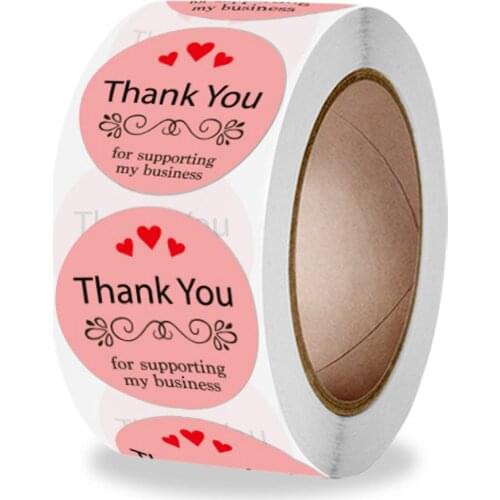 100-500pcs Thank You Stickers with Love Wedding Party Favors Envelope Mailing Supply Packaging Sealing Stationery Sticker 1inch