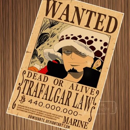 11 Choices Japan Animation ONEPIECE Trafalgar Law Wanted Vintage Retro Canvas DIY Wall Paper Posters Home Gift Decoration