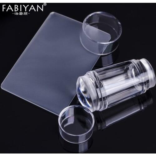 2.2cm/2.7cm Double Head With Cap Nail Art Stamper Clear Jelly Silicon Scraper Print Template Stamping Transfer Manicure Tool Set