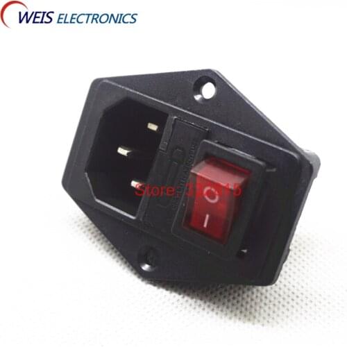 2PCS 3 IN 1 AC POWER SOCKET WITH FUSE SOCKET + ROCEKER SWITCH 4pin jack ROHS Free shipping
