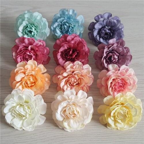 20pcs 5CM Artificial Silk Spring Tea Rose Flower Head For Wedding Party Home Decoration DIY Wreath Gift Box Scrapbook Craft