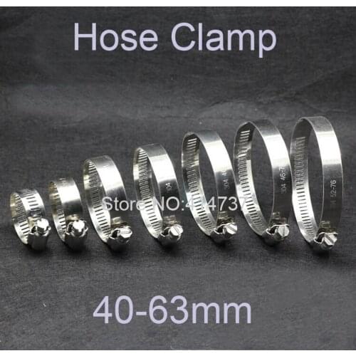 20pcs/lot High Quality 40-63mm American hose Clamp,Stainless Steel 304 Hose Hoop Pipe Clamp