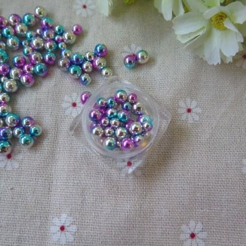 30pcs/jar Cute 4/5/6MM Mixed Mermaid-Silver Ball Pearl Nail Decoration Pearl Nail Art Decoration