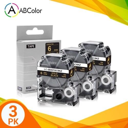 3PK SC6KZ Tape For Epson SC6KZ Tape Gold on Black 6mm LK-2GBP for Epson King Jim LabelWork LW-300 LW-400 LW-700 label maker