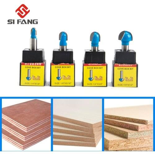 4Pcs 1/4" 5/16" 3/8" 1/2" Shank Two Flute Carbide Corner Router Bit With Tungsten Milling Cutters For Woodworking