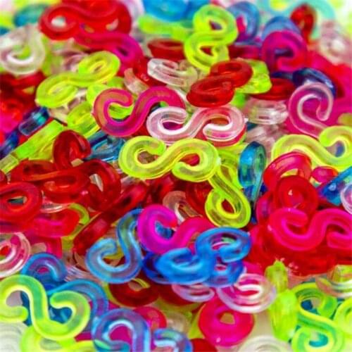 500pcs 11x0.5mm S Clips Connectors Rubber Connectors Refills for Loom Rubber Band for DIY Bracelet Making Refill Kit