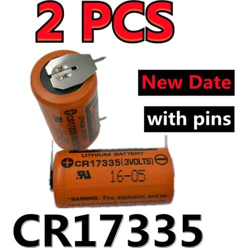 2pcs/lot Battery For SANYO CR17335 PLC Industrial Lithium Batteries 3V CR17335(3VOLTS) With soldering feet
