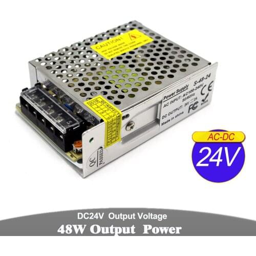 Single Output DC24V 48W power supply Unit AC-DC Transformer 100-240V AC To DC 24V SMPS For LED Strip Lighting Monitor CCTV DIY