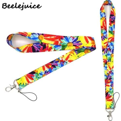 Colorful Sunflower Rainbow Flowers Lanyards Cool Neck Strap webbings ribbons Phone Keys ID Card Holder For Keys DIY Hang Ropes
