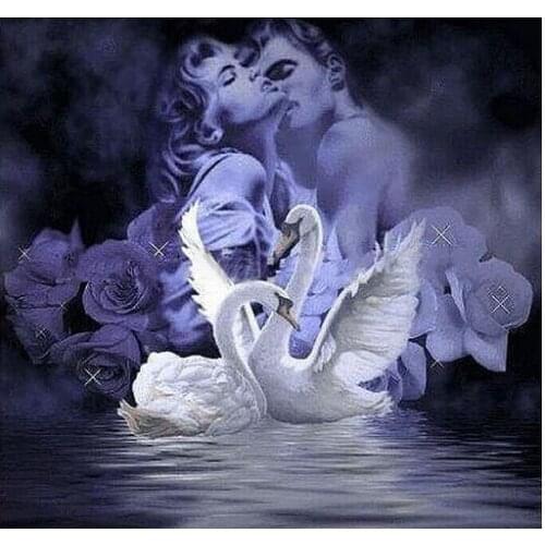 DIY Diamond Painting Cross Stitch Diamond embroidery drill Rhinestones Pasted Painting Home Decoration Swan lover pictures Y411