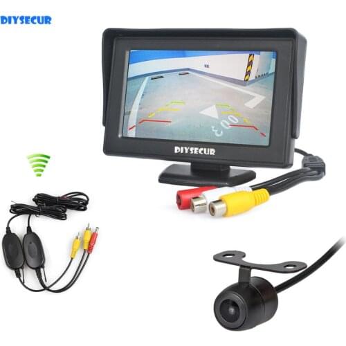 DIYSECUR Wireless 4.3" LCD Display Rear View Car Monitor Waterproof HD Reverse Backup Car Camera Parking System