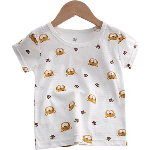Hot-selling High Quality Cartoon Print Pattern Baby Kids Boys Girls Clothes Cotton T Shirt for 2021 Summer Kids Graphic Tee