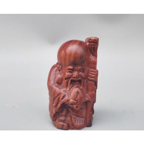 Chinese wood carving longevity Buddha small statue
