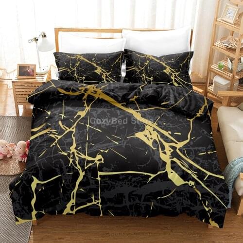Black Gold Marble 3d Bedding Set Bed Linen Quilt Duvet Cover Sets Home Decor Twin Single Queen King Size Fashion Modern Gift
