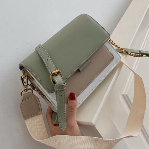 Contrast Color Leather Crossbody Bags For Women 2020 Travel Handbag Fashion Simple Shoulder Simple Bag Ladies Cross Body Bag