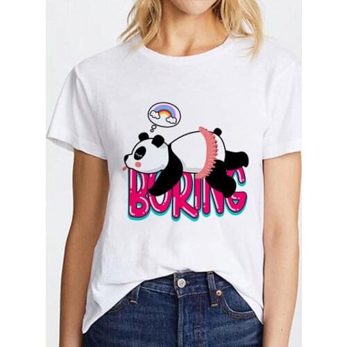 Fashion Women T Shirt Kawaii Panda Print T Shirt Summer Casual Tops Female Short Sleeve Tee Shirts Ladies Cute Graphics T-shirt