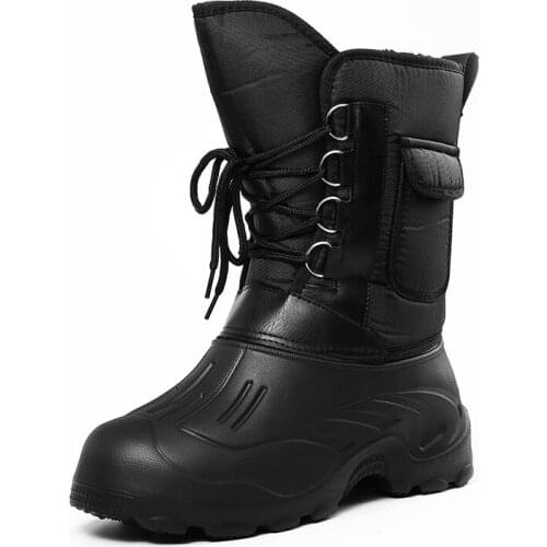 Man waterproof warm winter boots comfortable non-slip fishing boots with velvet outdoor work boots moon boots for men