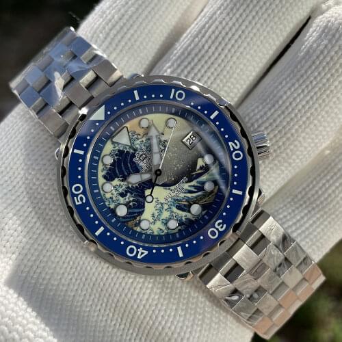 New Arrival 2020! SD1975J Steeldive Kanagawa Dive Watch Full Luminous Surfing Dial 300m Water Resistant NH35 Tuna Dive Watch