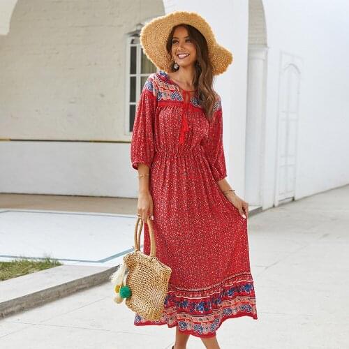 2020 spring and summer new original design bohemian floral dress