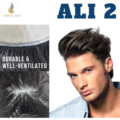 TOUPEE Fine Mono Mens Toupee 1'' Poly Coating Human Hair System Wig Hairpiece For Men ALI2