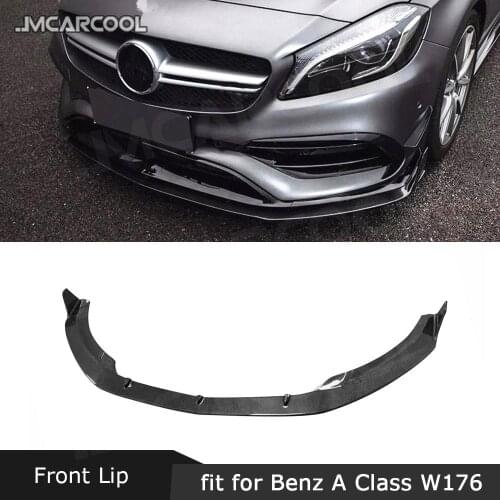 Carbon Fiber Front Lip Spoiler Splitter With Red Line For Benz A Class W176 A45 AMG 2016-2019 Head Bumper Chin Shovel