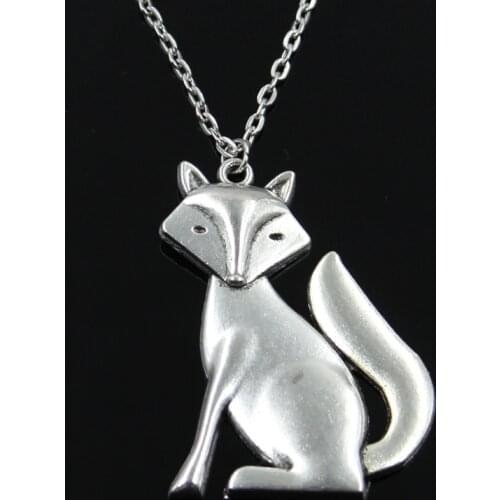 New Fashion Fox Pendants Round Cross Chain Short Long Mens Womens Silver Color Necklace Jewelry Gift
