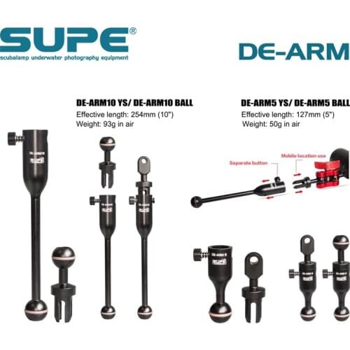 SUPE Scubalamp DE ARM-Ball/DE ARM-YS (5inch/10inch) Detachable Arm Scuba Diving Accessories photography equipment Ball/YS DE ARM
