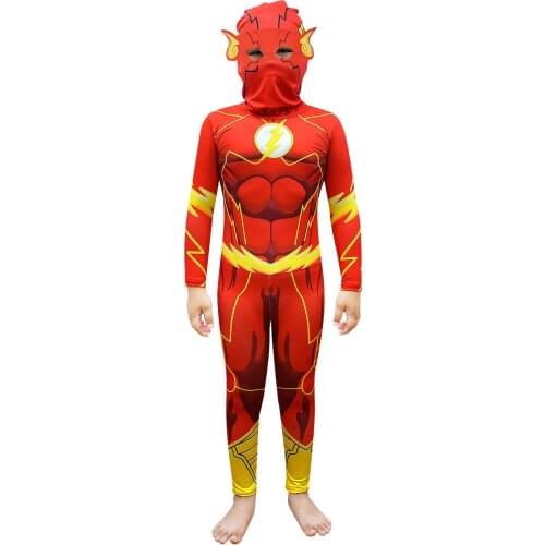 Boys Deluxe The Flash Costume Fancy Dress Kids Fantasy Comics Movie Carnival Party Halloween Flash Cosplay Costumes