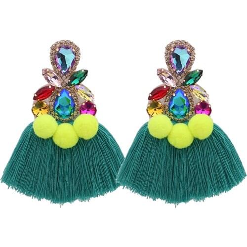 Aretes Big Tassel Earrings For Women Elegant Crystal Luxury Rhinestone Drop Dangle Earrings Wedding Earring Jewelry Accessories