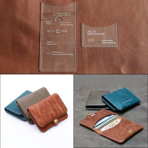 1Set DIY Leather Wallet Acrylic Template Coin Purse Leather Craftwork Pattern Stencil Sewing Mould Tool