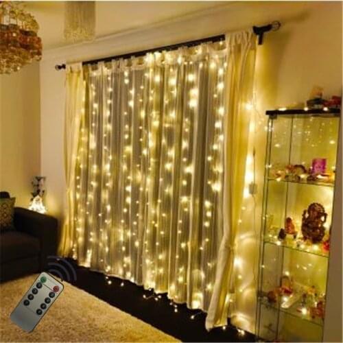 Remote USB 3x2m 200LED copper wire curtain light string bedroom living room fairy curtain lights Christmas wedding decoration