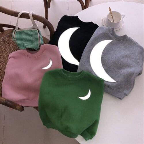 Toddler Baby Hoodie Fashion Moon Print Reflective Sweatshirt for Girls Boys Clothes Cotton Thicken Long Sleeve Tops Autumn 2019