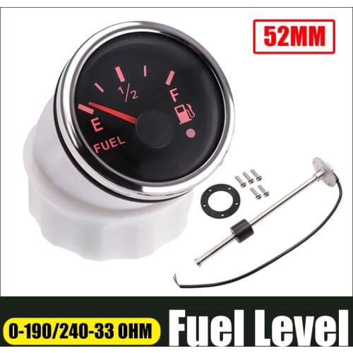 52mm Fuel Water Level Gauge 0~190/240~33 ohm With Level Sensor 200 250 300 350 450 mm Sensors Stainless Steel 316 Gauges