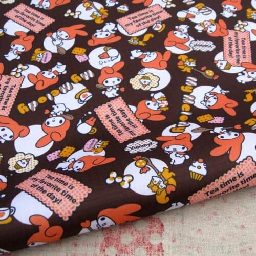 140cmx50cm PVC coated waterproof fabric - Cartoon - Rabbit on Deep Brown