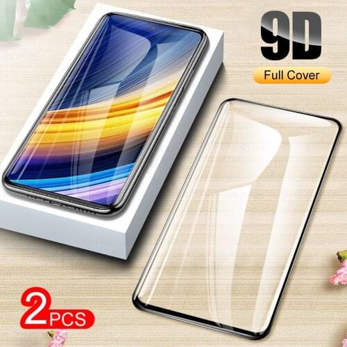 For Poco X3 Pro 2pcs Glass black border design protective film for poco x 3 3x pro full cover tempered screen protector glass