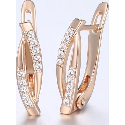 Womens Stud Earrings Elongated Oval CZ Stone 585 Rose Gold Earrings For Women Fashion Trend Jewelry Gift Dropshipping KGE179