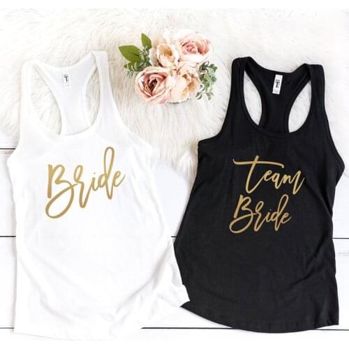 Vest Bride and Team Bride Tank Tops Stylish Ladies Fashion Casual Bachelorette Party Bridesmaid Vest Sleeveless Camisetas Tees