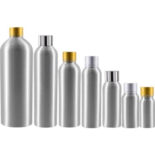 150ml Aluminium metal bottle silver gold lid for essence lotion emulsion shampoo body scrub oil skin care cosmetic packing