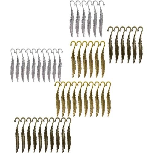 30/18Pack Wholesale Vintage Tibetan Tone Beading Feather Bookmarks Loop DIY Jewelry Making School Student Office Stationery Gift