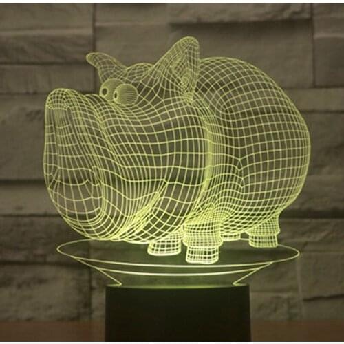 3D LED Night Light Wild Boar Pig with 7 Colors Light for Home Decoration Lamp Amazing Visualization Optical Illusion Awesome