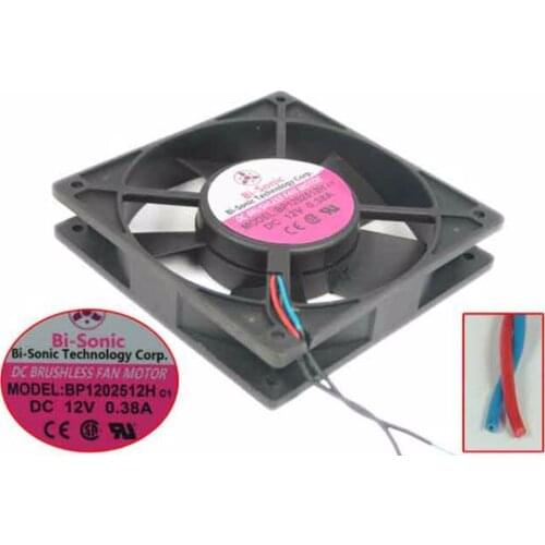 BI-SONIC BP1202512H DC 12V 0.38A 120x120x25mm Server Cooling Fan 2-wire