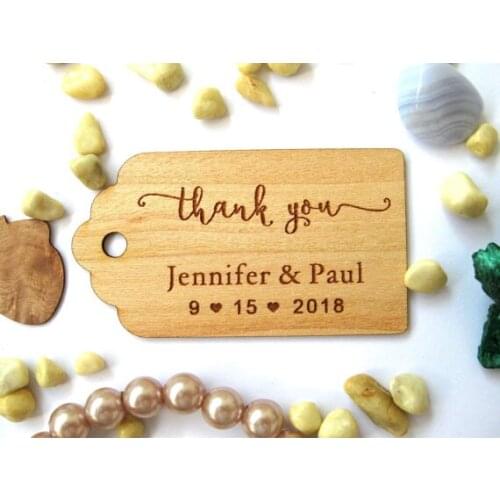 Favour Wedding Thank you Favor bags tags, Wedding Gift tag personalized, Rustic Decor wood Hang Tags