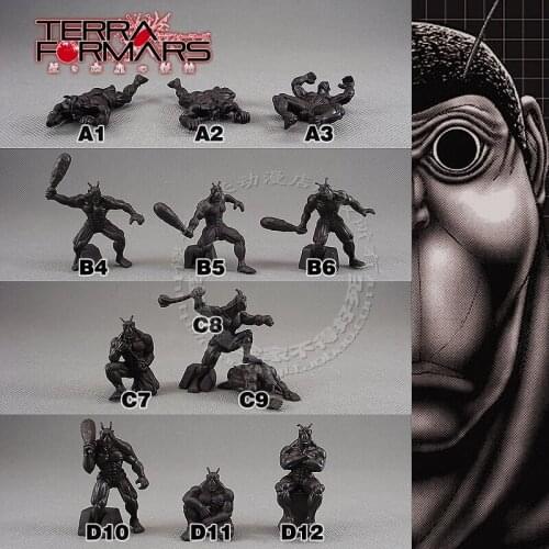 Solid pvc figure simulation model toy gift 2-inch doll ornaments Martian cockroach dissimilar people 12 pcs/set