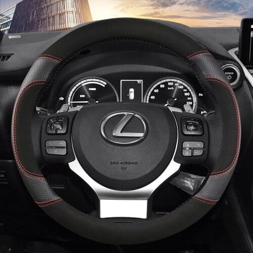 Car Carbon Fiber Leather Steering Wheel Covers Interior Accessories 38cm for Lexus CT LX GX LM IS GS ES LS UX NX RX Car Styling