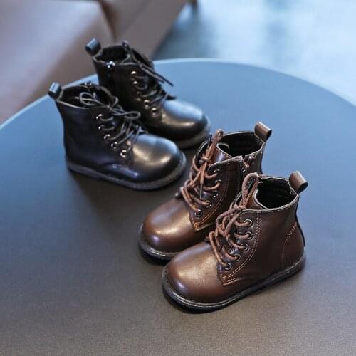 Children Martin Boots Boys Shoes Children Warm Boots Fashion Non-slip Girls PU Leather Boots Autumn Children Fashion Sneakers