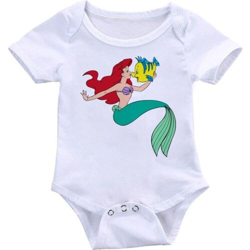 The Little Mermaid Baby Rompers Newborn Baby Girl Clothes Baby Short Sleeved Jumpsuit Toddler Costume Baby Boy Summer Clothes