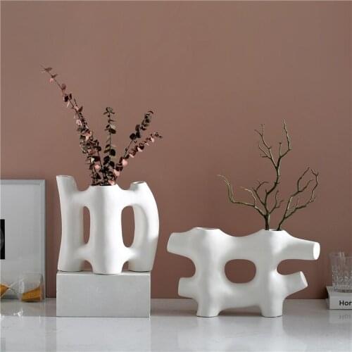 Art Design Flower Vase Porcelain Matte Living Room Study Room Hotel Tabletop Decor